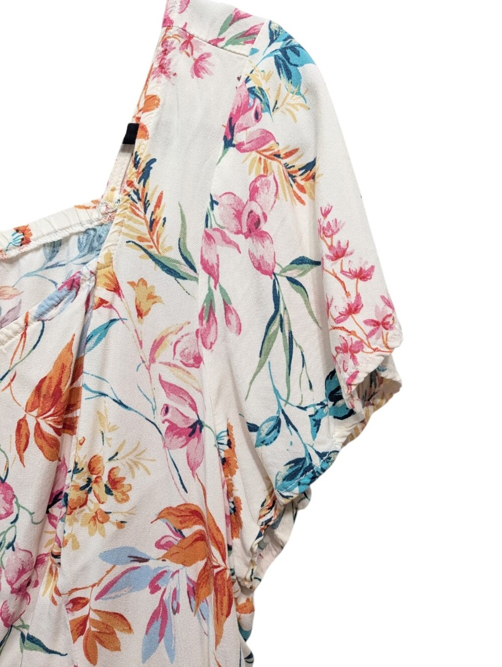 Torrid Floral Babydoll Top Flutter Sleeve Peplum Blouse Scoop Neckline Size 2X - Picture 6 of 9